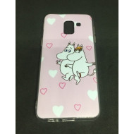 Capa Silicone Gel Com Desenho Samsung Galaxy J8 2018 Rosa Clara Corações